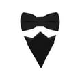thumbnail image 1 of INSPIRE CHIC Men's Velvet Pre-Tied Bow Tie Solid Color Pocket Square Sets Black, 1 of 4