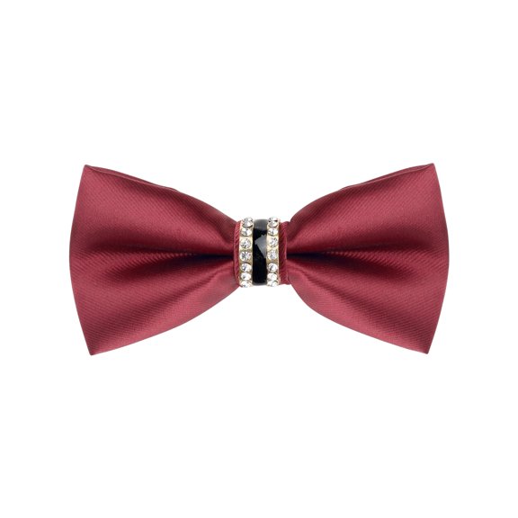 INSPIRE CHIC Father's Day Mens Pre-tied Bowtie Rhinestone Decor Sparkly Bow Ties for Elegant Wedding Burgundy