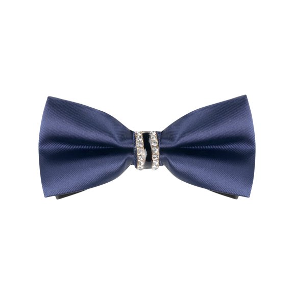 INSPIRE CHIC Mens Pre-tied Bowtie Rhinestone Decor Sparkly Bow Ties for Elegant Wedding Navy Blue
