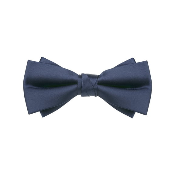 INSPIRE CHIC Mens Solid Color Layered Necktie Pre-tied Bow Ties for Party Wedding Navy Blue