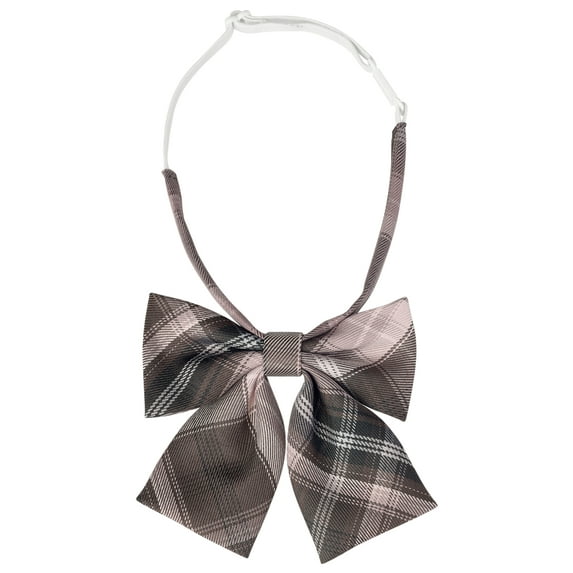 INSPIRE CHIC Plaid Pre-tied Knot Cute Stylish Colorful Bow Ties for Women Uniform School Taupe Pink