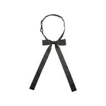 INSPIRE CHIC Pre-Tied Polka Dots Bowknot Long Ribbon Bow Ties for Women Collar Black One Size