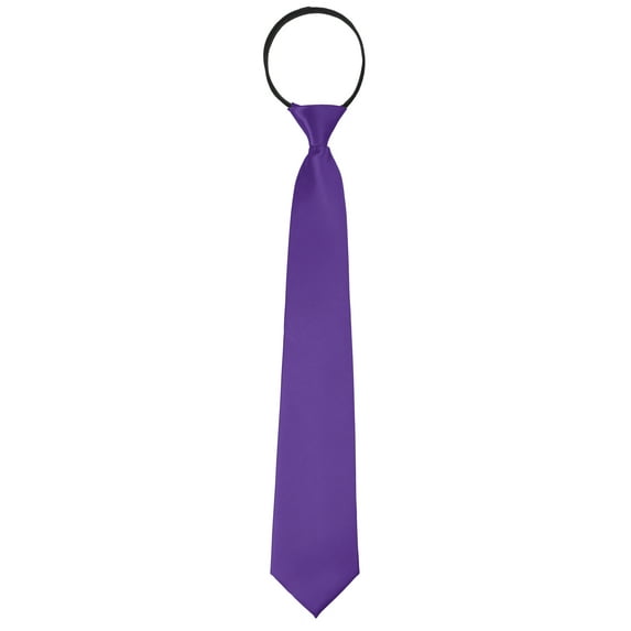INSPIRE CHIC Men's Pretied Zipper Ties Solid Color Satin Shine Neckties Formal Casual Purple