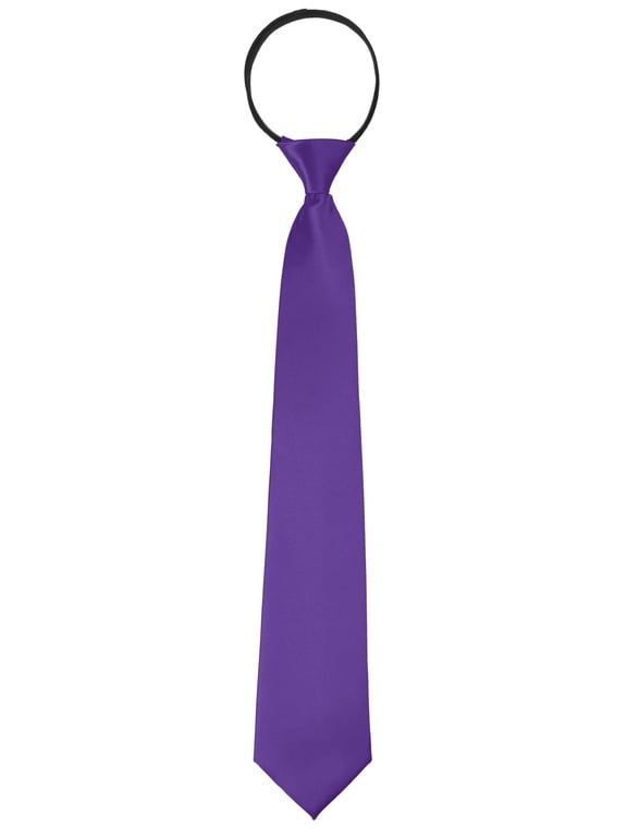 Men's Halloween Pretied Zipper Ties Solid Color Formal Casual Satin Shine Neckties Purple