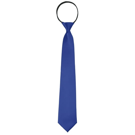 INSPIRE CHIC Men's Pretied Zipper Ties Solid Color Satin Shine Neckties Formal Casual Royal Blue
