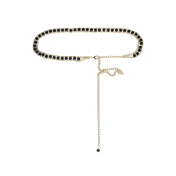 INSPIRE CHIC Rhinestone Belt for Women Sparkle Chain Crystal Plus Size Waist Belt for Jeans Dresses Fit waist up to 110cm/43" Black