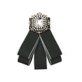 thumbnail image 1 of INSPIRE CHIC Rhinestone Pre-Tied Ribbon Brooch Bow Tie Pin Collar Bow for Women Black One Size, 1 of 4
