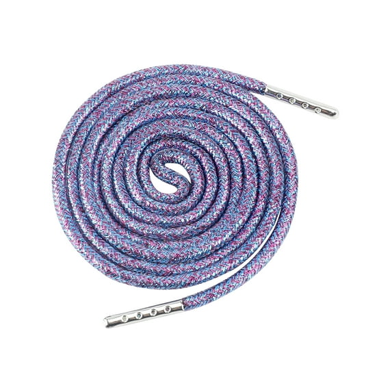 INSPIRE CHIC Round Metallic Glitter Shoelaces Colorful Fashion Shoe Laces for Athletic Sneakers Shoes Boot Strings 2 Pairs Blue-Purple 140cm/55.12"
