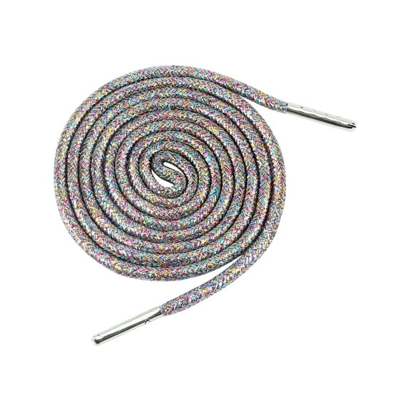 INSPIRE CHIC Round Metallic Glitter Shoelaces Colorful Fashion Shoe Laces for Athletic Sneakers Shoes Boot Strings 2 Pairs Multicolour 100cm/39.37"