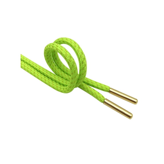 INSPIRE CHIC Round Metallic Shoelaces with Metal Tips for Athletic Shoes Boot Strings 2 Pairs Green 120cm/47.24"