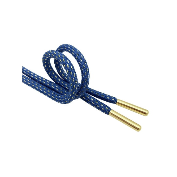 INSPIRE CHIC Round Metallic Shoelaces with Metal Tips for Athletic Shoes Boot Strings 2 Pairs Blue 140cm/55.12"