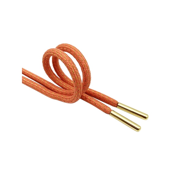 INSPIRE CHIC Round Metallic Shoelaces with Metal Tips for Athletic Shoes Boot Strings 2 Pairs Orange 100cm/39.37"