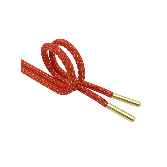 INSPIRE CHIC Round Metallic Shoelaces with Metal Tips for Athletic Shoes Boot Strings 2 Pairs Red 140cm/55.12"