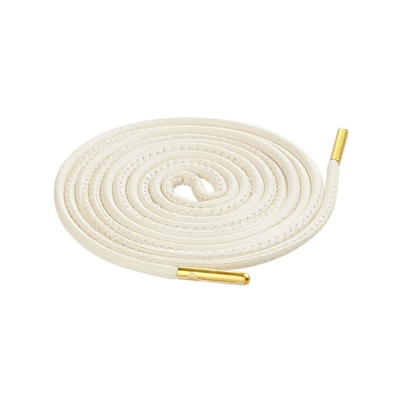 INSPIRE CHIC Solid Color PU Leather Round Shoe Laces for Sneakers Boots 1 Pair Beige 80cm/31.5'