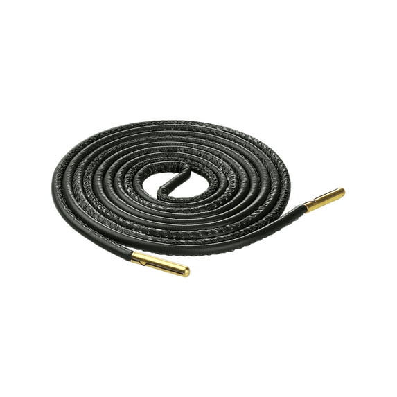 INSPIRE CHIC Solid Color PU Leather Round Shoe Laces for Sneakers Boots 1 Pair Black 160cm/63'