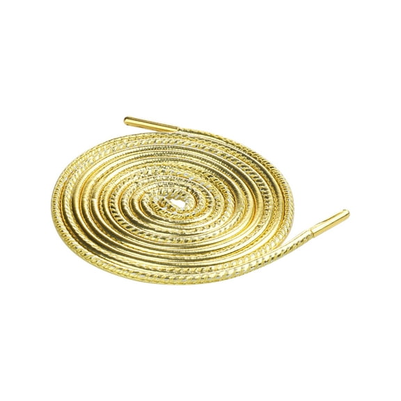 INSPIRE CHIC Solid Color PU Leather Round Shoe Laces for Sneakers Boots 1 Pair Gold 180cm/70.9'
