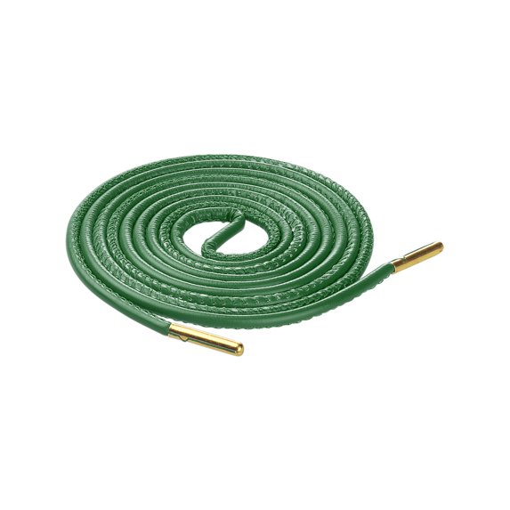INSPIRE CHIC Solid Color PU Leather Round Shoe Laces for Sneakers Boots 1 Pair Green 160cm/63'