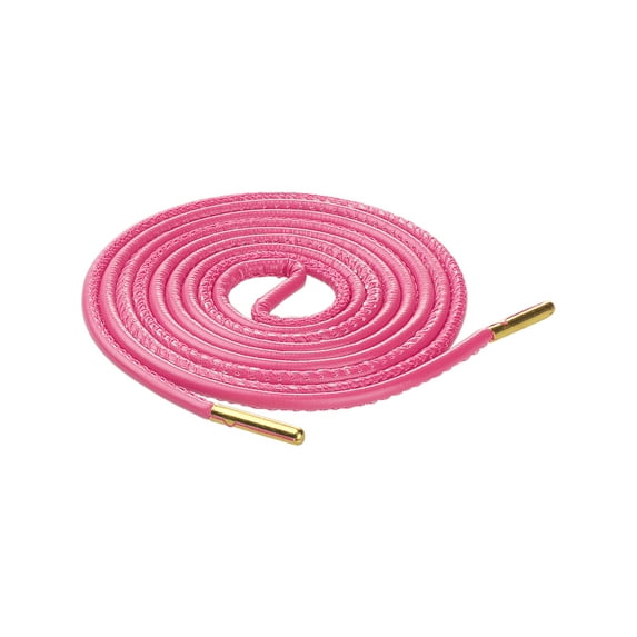 INSPIRE CHIC Solid Color PU Leather Round Shoe Laces for Sneakers Boots 1 Pair Hot Pink 80cm/31.5'