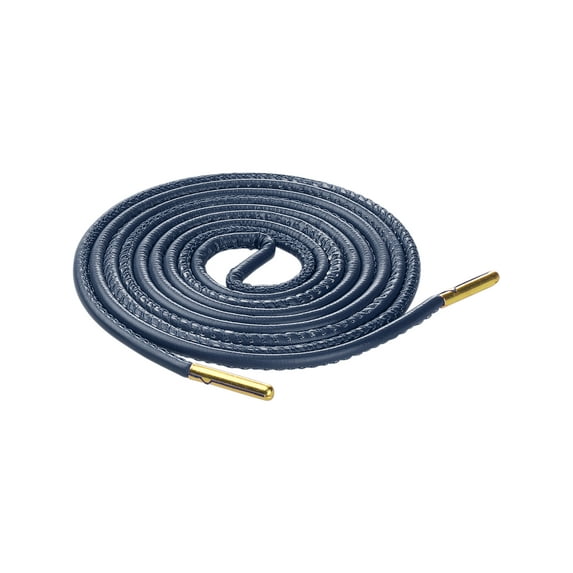 INSPIRE CHIC Solid Color PU Leather Round Shoe Laces for Sneakers Boots 1 Pair Navy Blue 150cm/59.1'