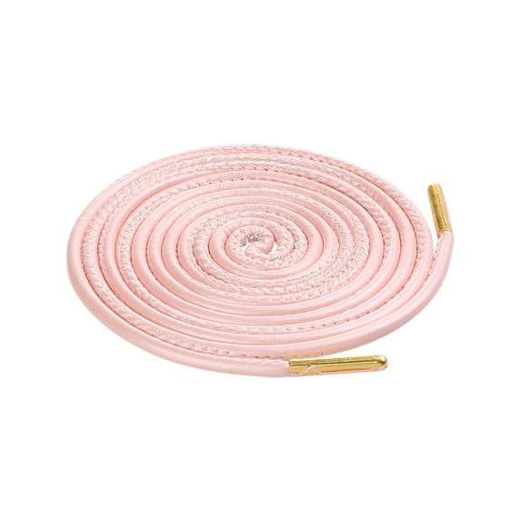 INSPIRE CHIC Solid Color PU Leather Round Shoe Laces for Sneakers Boots 1 Pair Pink 90cm/35.4'