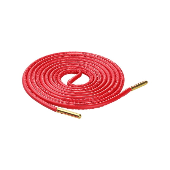 INSPIRE CHIC Solid Color PU Leather Round Shoe Laces for Sneakers Boots 1 Pair Red 100cm/39.4'