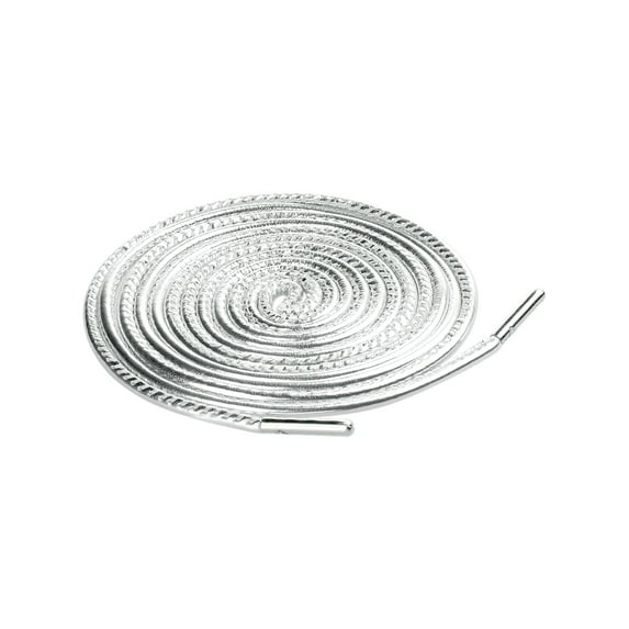 INSPIRE CHIC Solid Color PU Leather Round Shoe Laces for Sneakers Boots 1 Pair Silver 140cm/55.1'