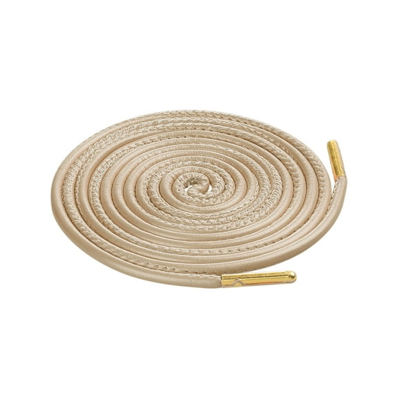 INSPIRE CHIC Solid Color PU Leather Round Shoe Laces for Sneakers Boots 1 Pair Tan 150cm/59.1'