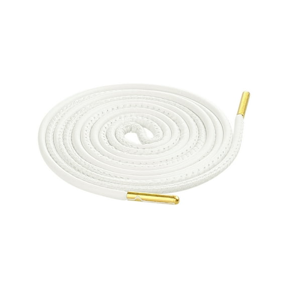 INSPIRE CHIC Solid Color PU Leather Round Shoe Laces for Sneakers Boots 1 Pair White 150cm/59.1'