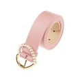 thumbnail image 1 of INSPIRE CHIC Stylish Women's Belt Heart-Shaped Buckle with Beads Belts Encrusted Buckle Solid Color Waistband for Dress 40.6x1.3" Pink, 1 of 5