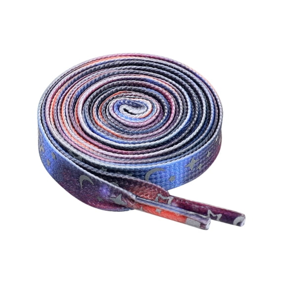 INSPIRE CHIC Unisex Gradient Colored Shoelaces Reflective Stars Flat Shoe Laces for Sneakers Casual Black Blue 100cm/39.4"