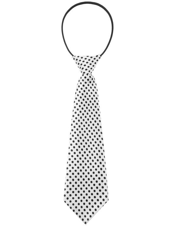 Unisex Halloween Pre-tied Colorful Cute Pattern Elastic Neck Short Ties for School Uniforms Black-Dots on White One Size