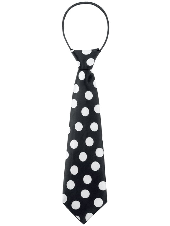 Unisex Halloween Pre-tied Colorful Cute Pattern Elastic Neck Short Ties for School Uniforms White-Dots on Black One Size