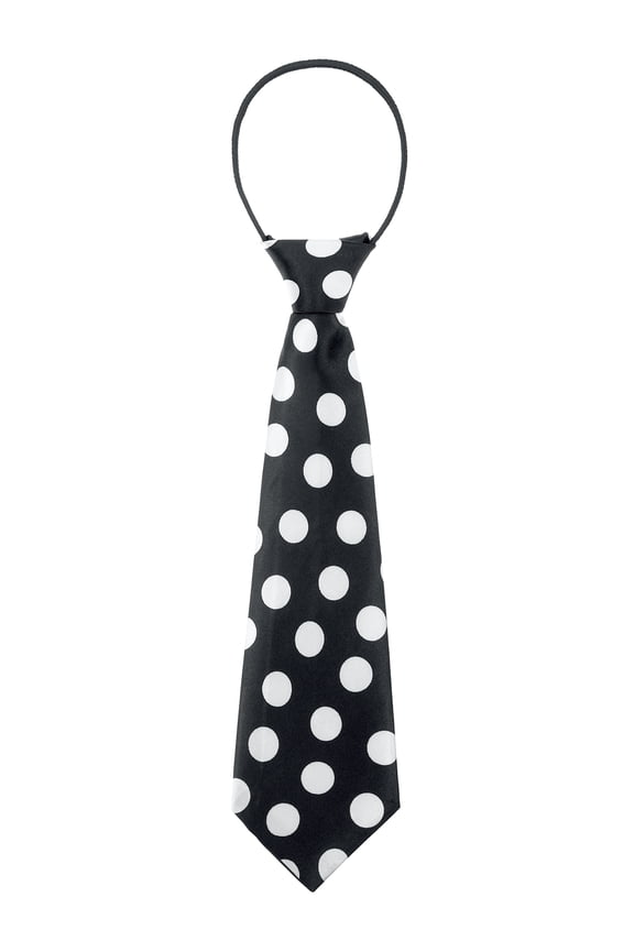 Unisex Pre-tied Colorful Cute Pattern Elastic Neck Short Ties for School Uniforms White-Dots on Black One Size