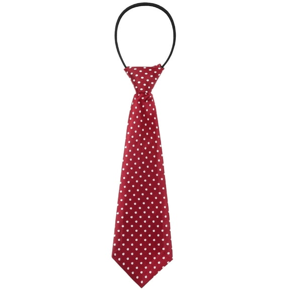 INSPIRE CHIC Unisex Pre-tied Colorful Cute Pattern Elastic Neck Short Ties for School Uniforms White Dots on Burgundy One Size