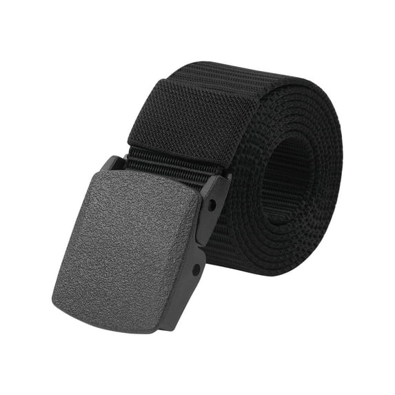 INSPIRE CHIC Unisex's Outdoor Belt Nylon Canvas Belts Breathable Plastic Buckle for Pants Skirts 123x3.8cm/48.4x1.5" Black
