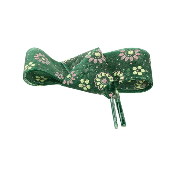 INSPIRE CHIC Colorful Flower Print Shoelaces Flat Shoe Strings Mesh Shoe Laces Casual 1 Pair Green 100cm/39.4"