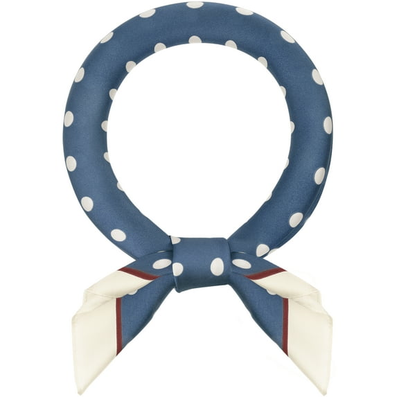 INSPIRE CHIC Women 1950s Polka Dots Vintage Scarf, Retro Square Silky Satin 50s Neckerchief Head Wrap Bandanas Neck Scarves 70x70cm Blue