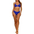 thumbnail image 1 of Women's 2 Piece Triangle Bikini Sets, V Neck Adjustable Spaghetti Straps Top Basic Bottom Swimwear Suits Medium Royal Blue, 1 of 5
