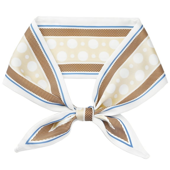 INSPIRE CHIC Women 50s Polka Dots Neck Scarves, Skinny Long Satin Silky Ribbon Headband Hair Band Neckerchief Neck Scarf 85x9cm/33.5x3.5"(LxW) Apricot White