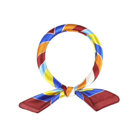 INSPIRE CHIC Women Colorful Striped Satin Scarf, 23.6x23.6" Square Silk Like Neck Scarves Neckerchief 23.6x23.6"(LxW) Colorful-2