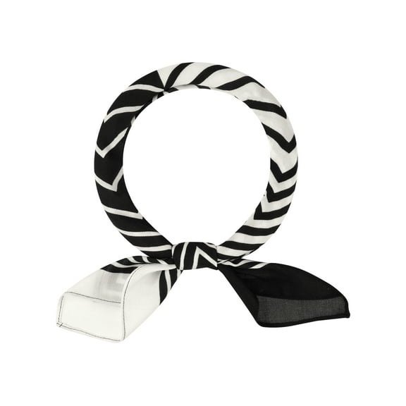 INSPIRE CHIC Women Contrast Color Symmetrical Striped Printed Scarf, 27.6x27.6" Square Herringbone Neck Scarves Neckerchief 70x70cm/27.6x27.6"(LxW) Black White