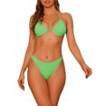 thumbnail image 1 of INSPIRE CHIC Women's Halter Underwire Ribbed Bikini Sets, 2 Piece Double Straps Tie Back Triangle Bottoms Swimwear Bathing Suits Large Green, 1 of 5
