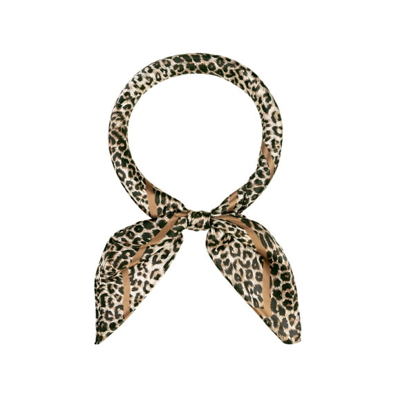 INSPIRE CHIC Women Leopard 35" Large Square Scarves Silky Satin Shawl Head Wrap Neck Scarf 90x90cm Light Coffee