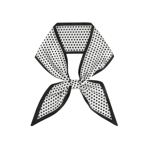 INSPIRE CHIC Women Polka Dots Contrast Color Skinny Long Scarves Satin Silky Ribbon Hair Band Neckerchief Neck Scarf 37.8x3.5" Beige