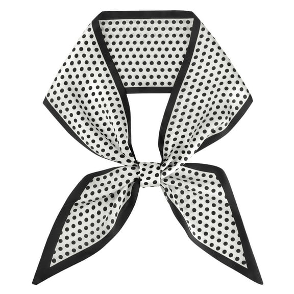 INSPIRE CHIC Women Polka Dots Contrast Color Skinny Long Scarves Satin Silky Ribbon Hair Band Neckerchief Neck Scarf 96x9cm/37.8x3.5"(LxW) Beige