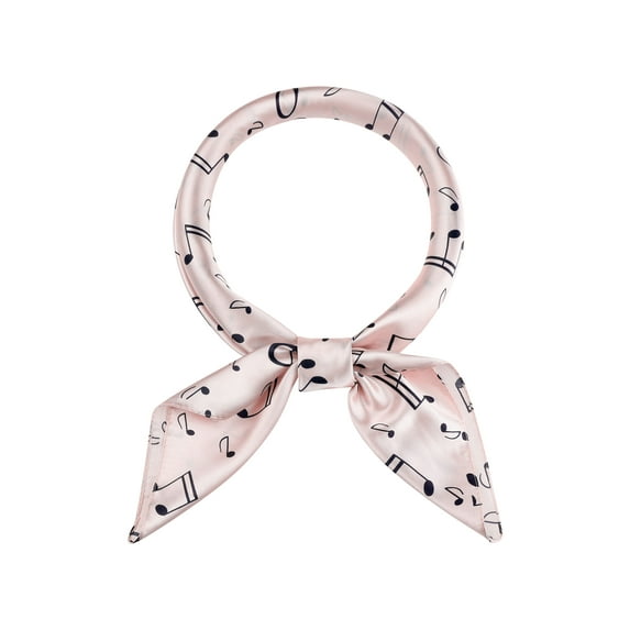 INSPIRE CHIC Women Satin Square Musical Note 35" Large Silky Neck Scarf Champagne Pink 90x90cm/35.4x35.4 inches(LxW)