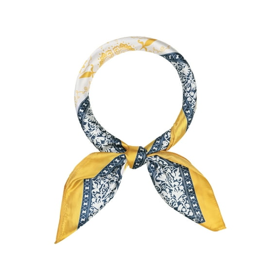 INSPIRE CHIC Women Satin Square Scarf 35" Large Paisley Silky Hair Scarf Head Sleep Wrap Bandanas 90x90cm/35.4x35.4" Yellow