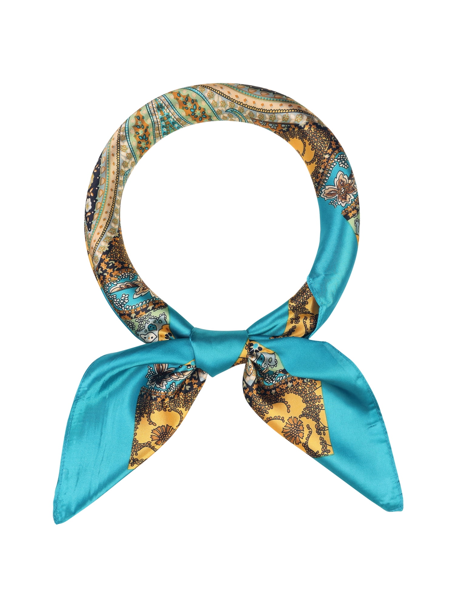 INSPIRE CHIC Women Satin Square Scarf 35" Large Paisley Symmetric Silky