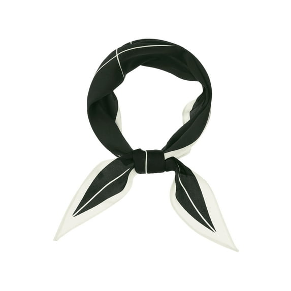 INSPIRE CHIC Women Simple Striped Silky Scarf Contrast Color Headscarf Neck Scarves Black 115x35cm/45.3x13.8 inches(LxW)