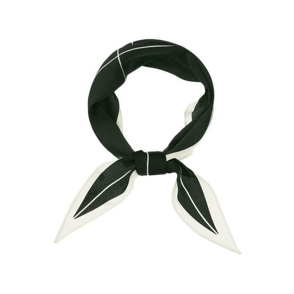 INSPIRE CHIC Women Simple Striped Silky Scarf Contrast Color Headscarf Neck Scarves Black 115x35cm/45.3x13.8 inches(LxW)